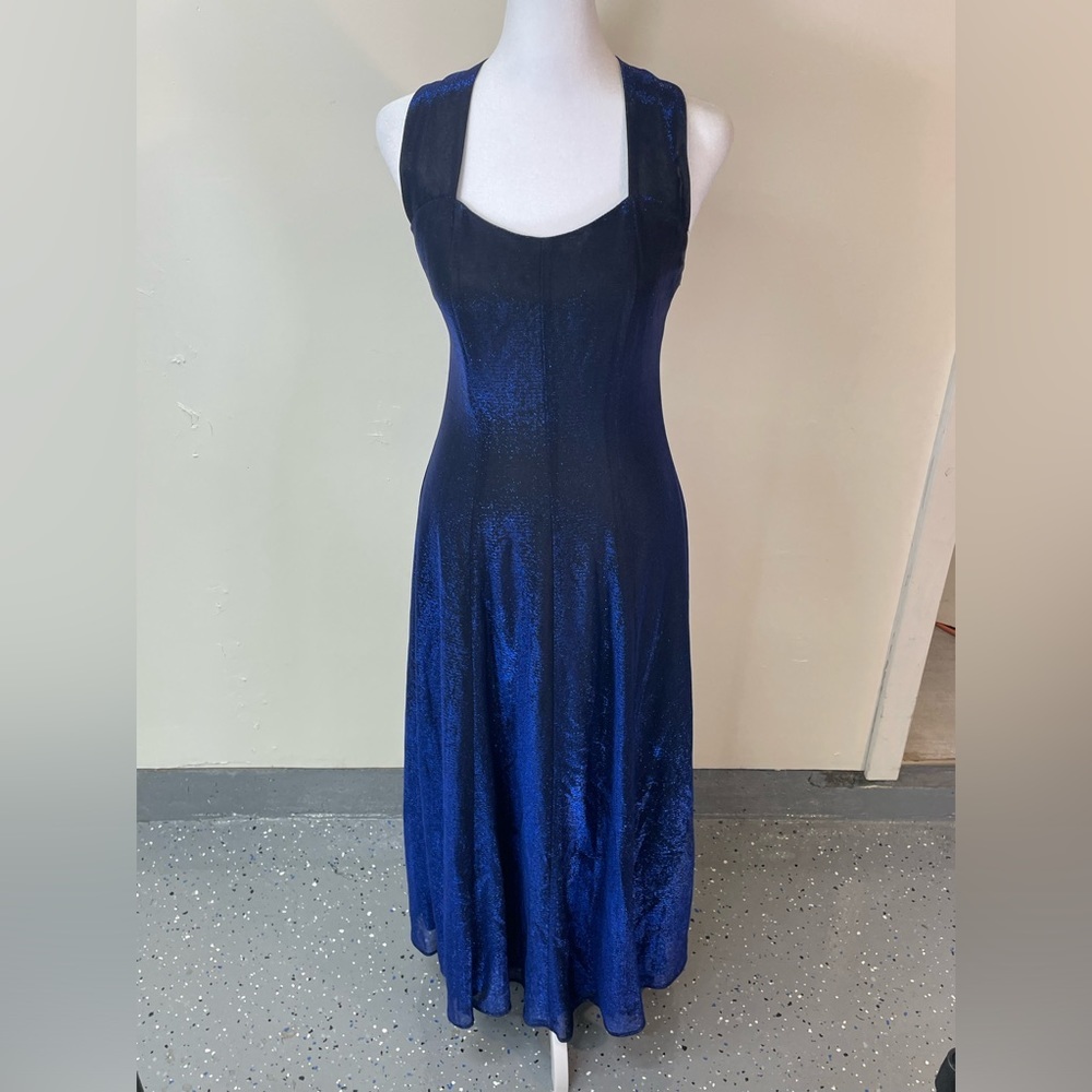 All That Jazz Dress Evening Formal Prom Long Blue Glitter Size 9/10 Vintage